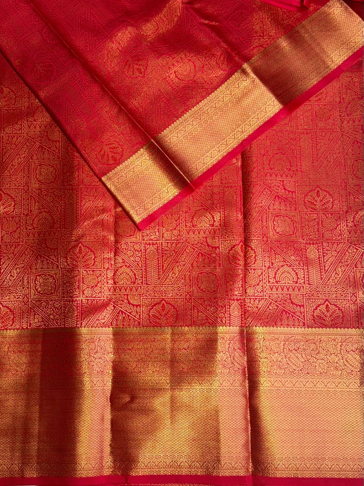 Red semi Kanchipuram saree- PBRIDE48ZC