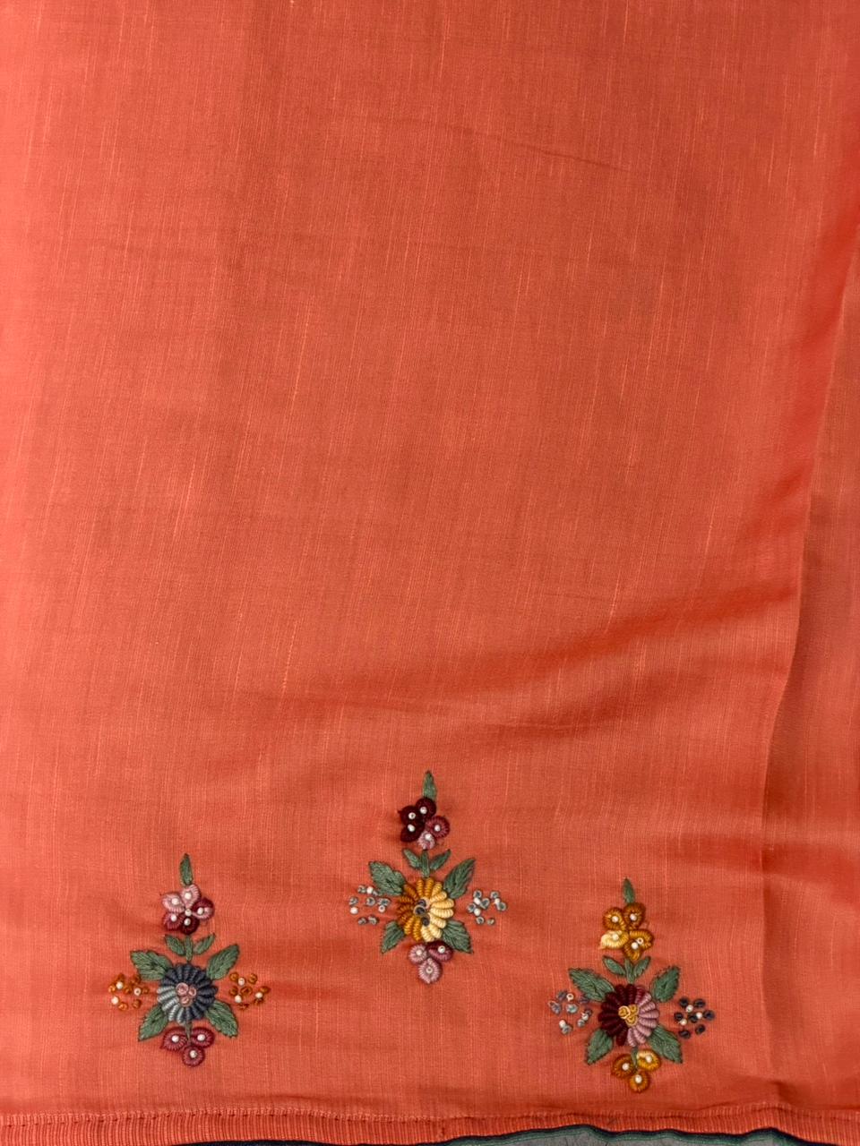 Tusser hand worked saree- PBR36C