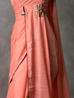 Tusser hand worked saree- PBR36D