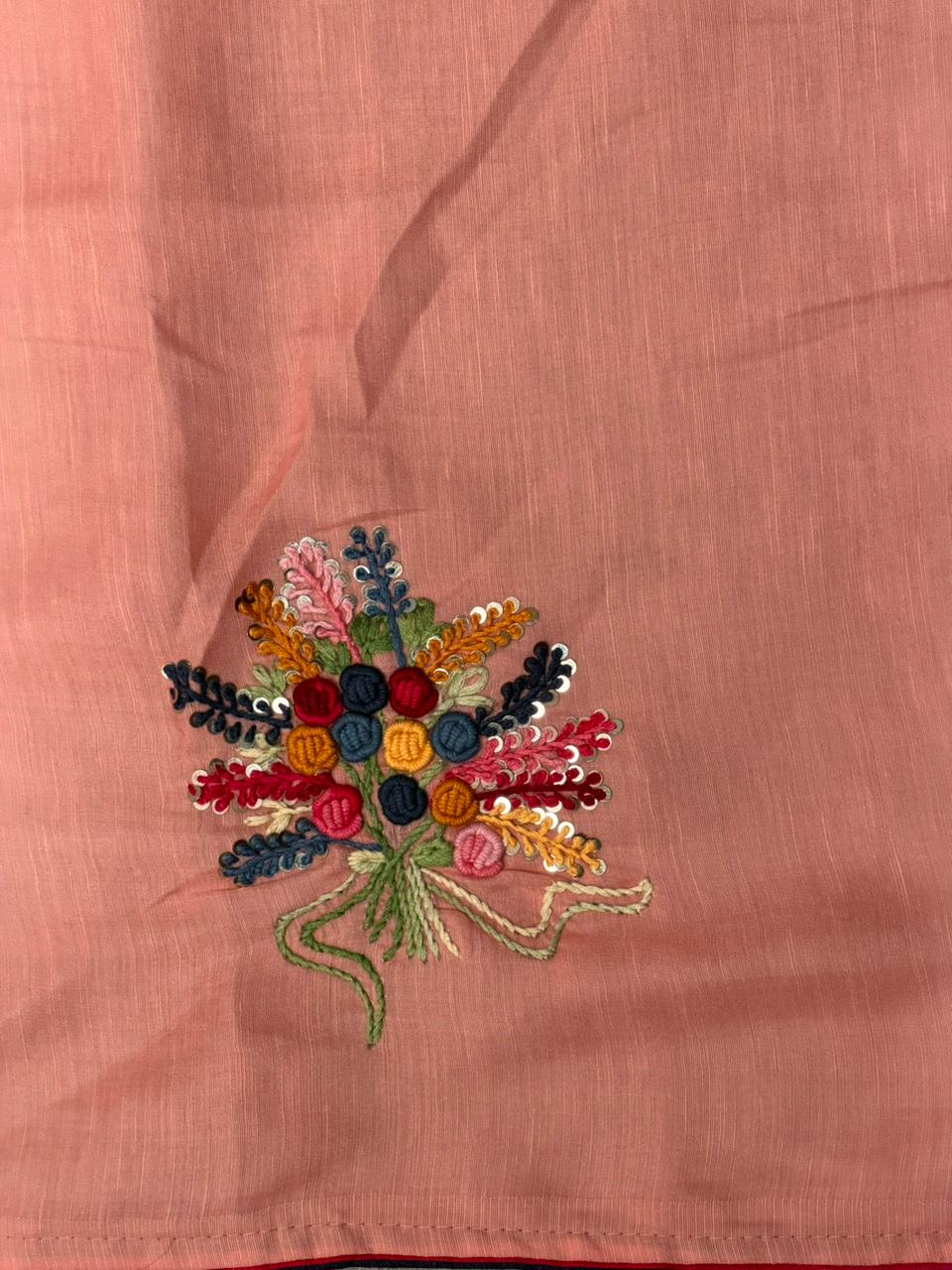 Tusser hand worked saree- PBR36D