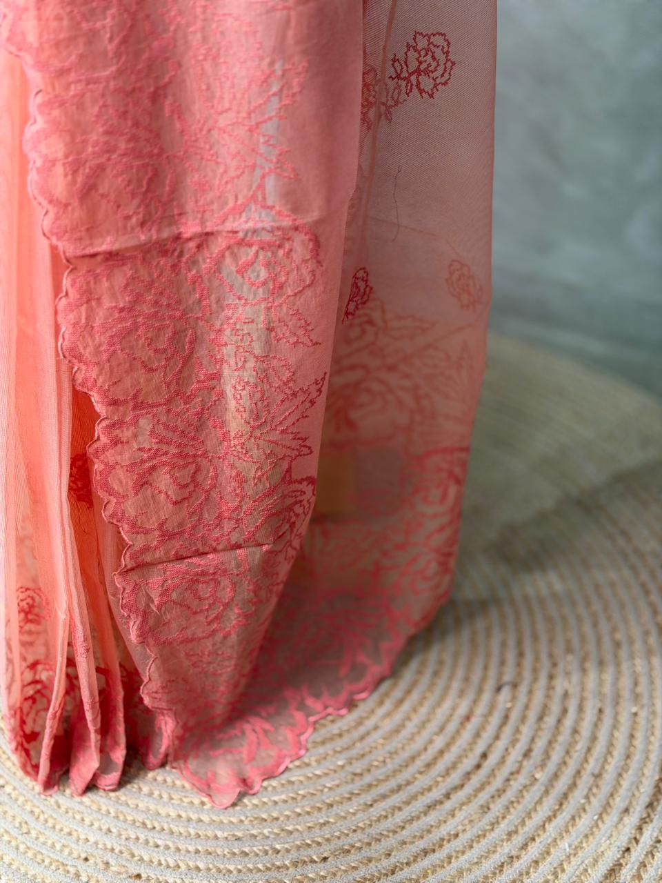 Peach net Kotta saree- PBR33S4