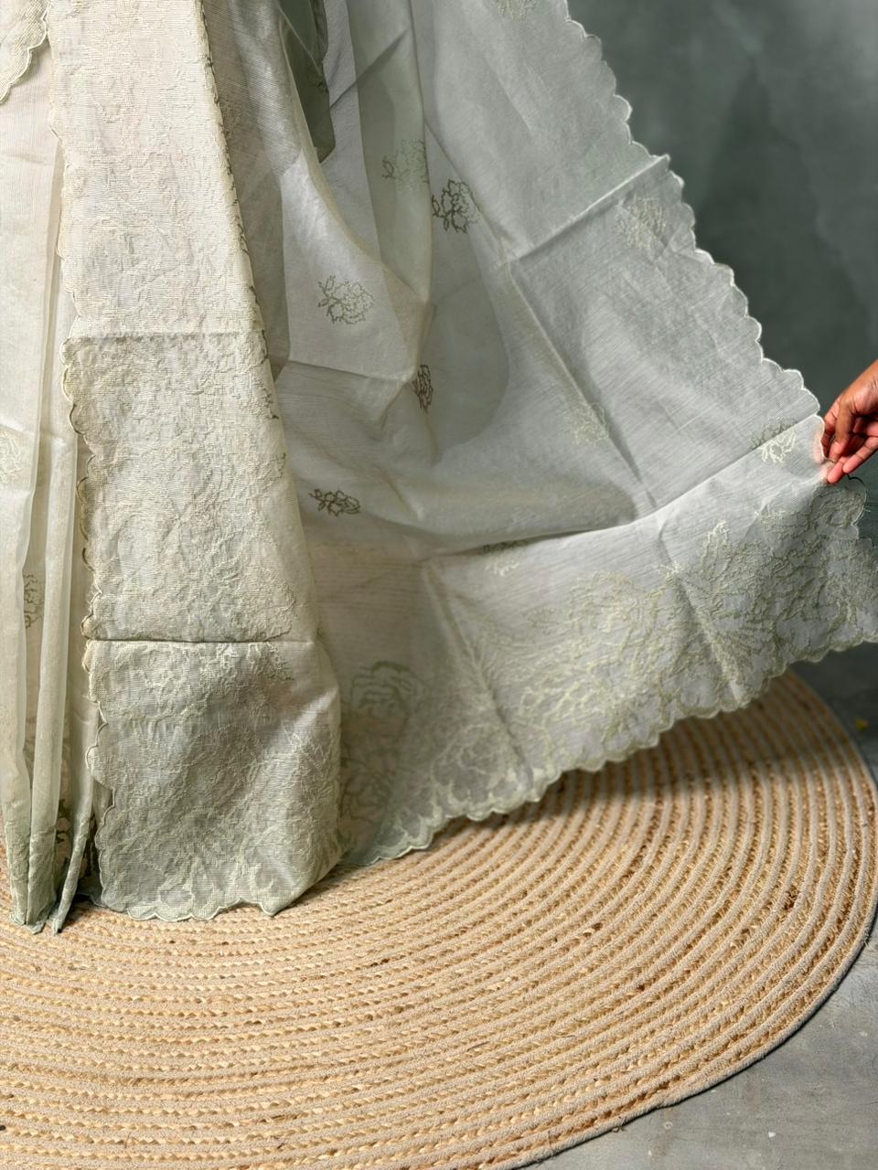 Pastal Green net Kotta saree- PBR33S3