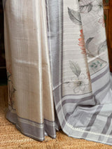 Sandal soft Tusser Silk saree- PBR33T10