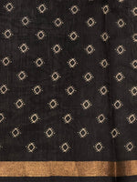 Black Chanderi silk cotton saree- PBR36G