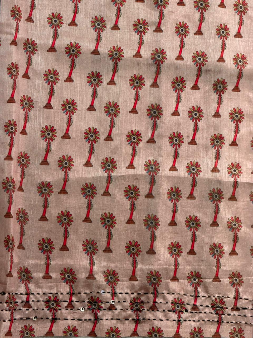 Mustard yellow Tusser Silk saree- PBR33T1