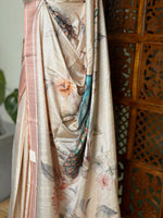 Sandal soft Tusser Silk saree- PBR33T12
