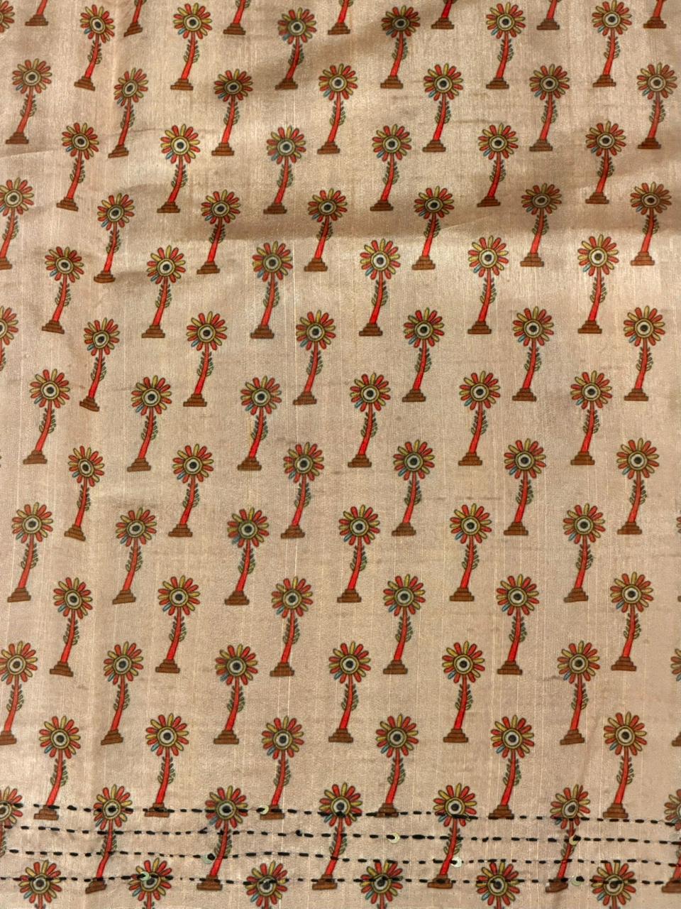 Orange Tusser Silk saree- PBR33T4