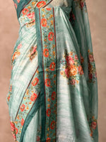 Blue mul chanderi saree- PBR26G3