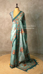 Blue mul chanderi saree- PBR26G3
