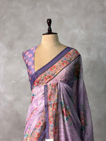 Lavender mul chanderi saree- PBR26G2