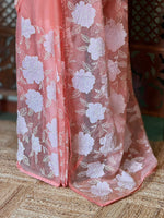Peach Pure organza Silk saree- PBR37A