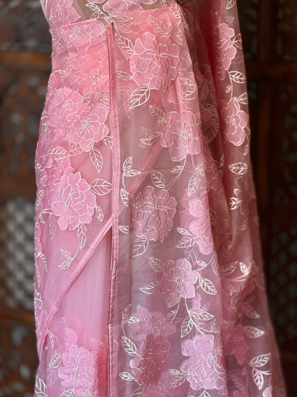 Pink Pure organza Silk saree- PBR37B
