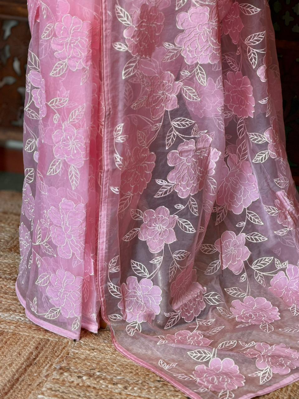 Pink Pure organza Silk saree- PBR37B