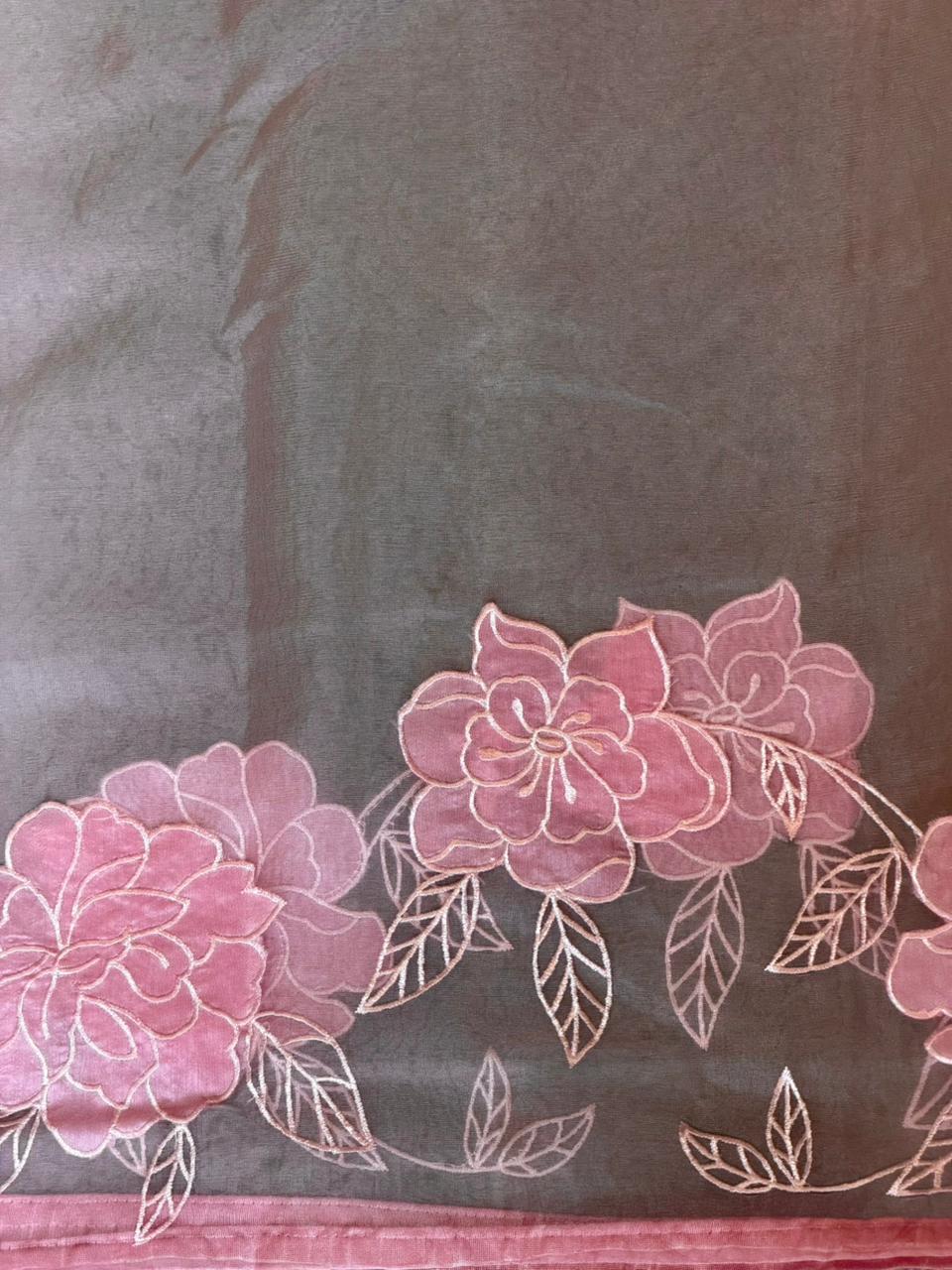 Pink Pure organza Silk saree- PBR37B