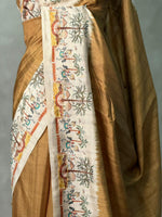 Mustard yellow Tusser Silk saree- PBR33T7