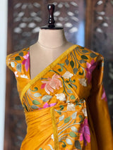 Mustard yellow semi tusser Silk saree- PBR38