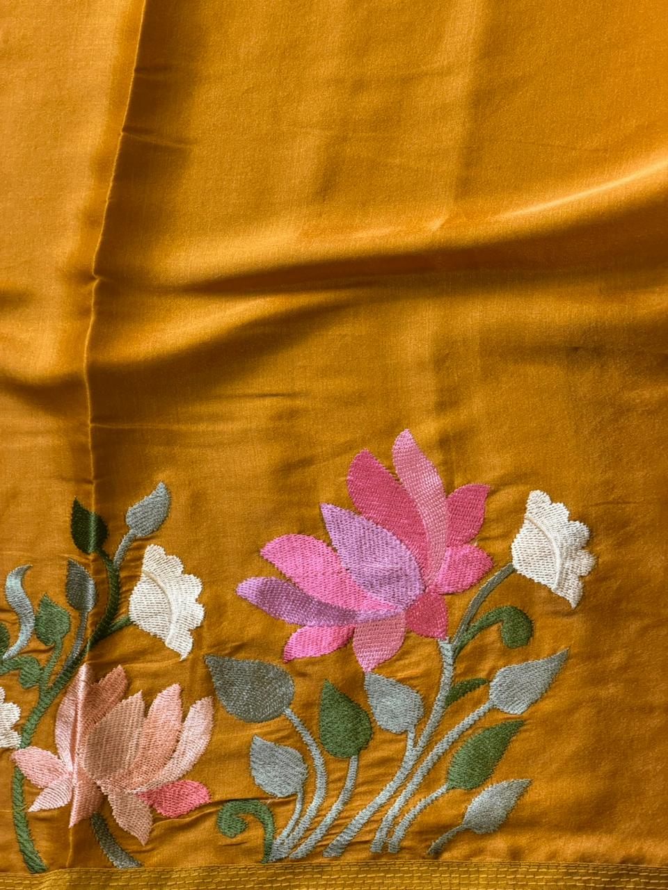 Mustard yellow semi tusser Silk saree- PBR38