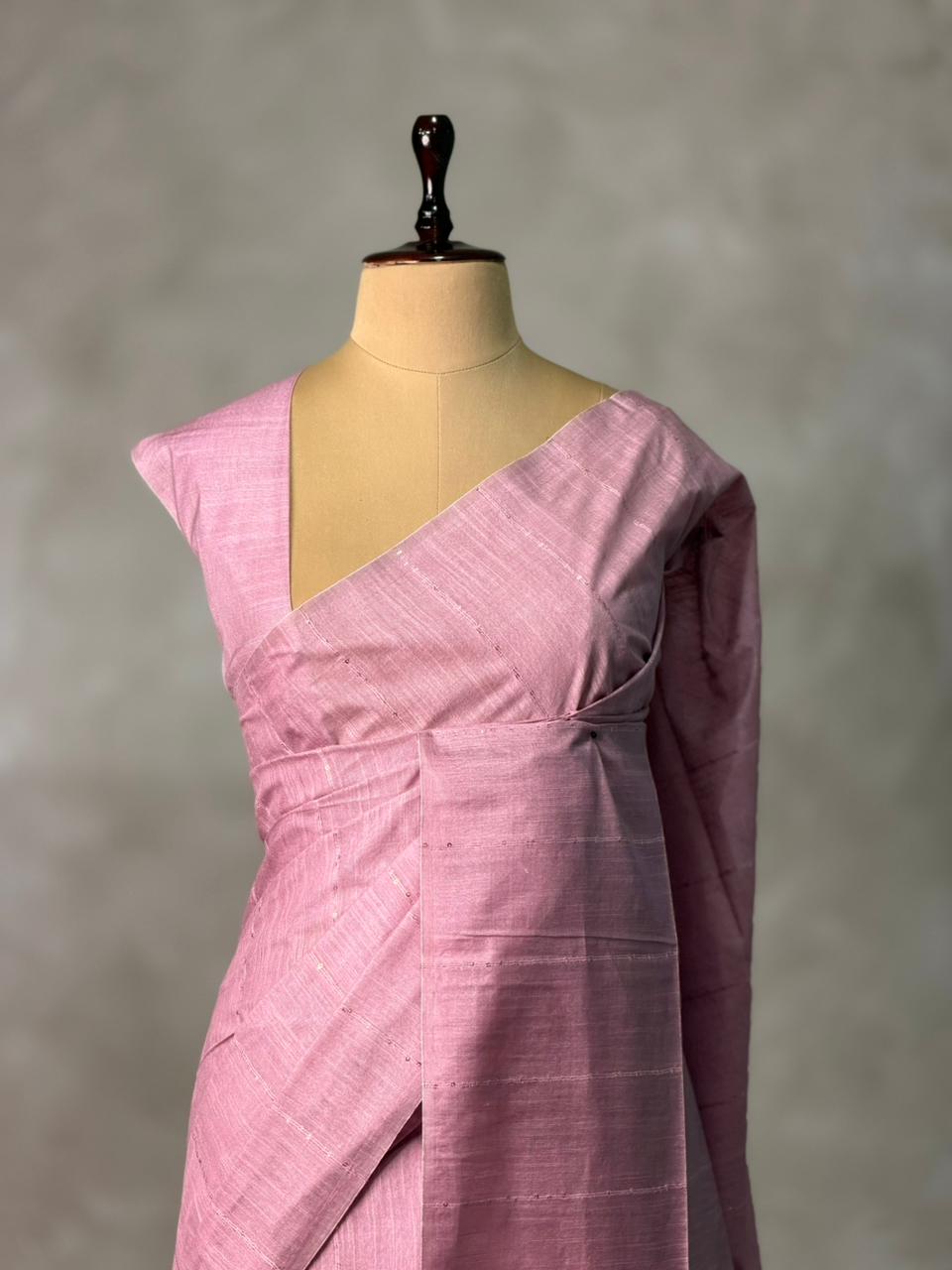 Mauve Pink Soft semi Tusser Silk saree- PBR33T18C