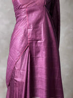 Dark Wine Soft semi Tusser Silk saree- PBR33T18F