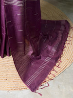 Dark Wine Soft semi Tusser Silk saree- PBR33T18F