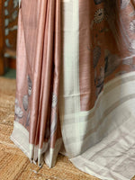 Chicku shade soft Tusser Silk saree- PBR33T12AA