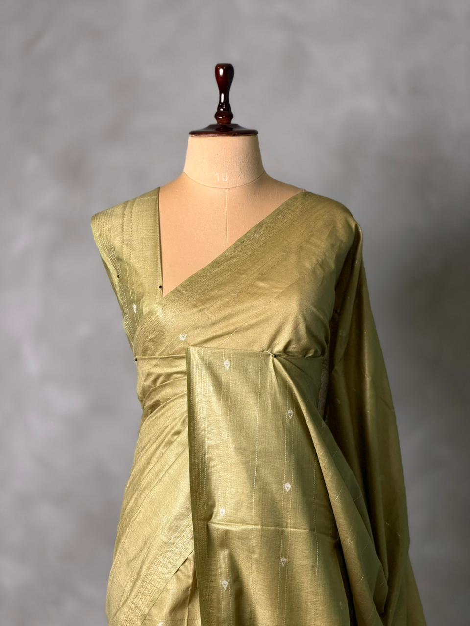 Green Soft semi Tusser Silk saree- PBR33T18I