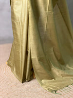 Green Soft semi Tusser Silk saree- PBR33T18I