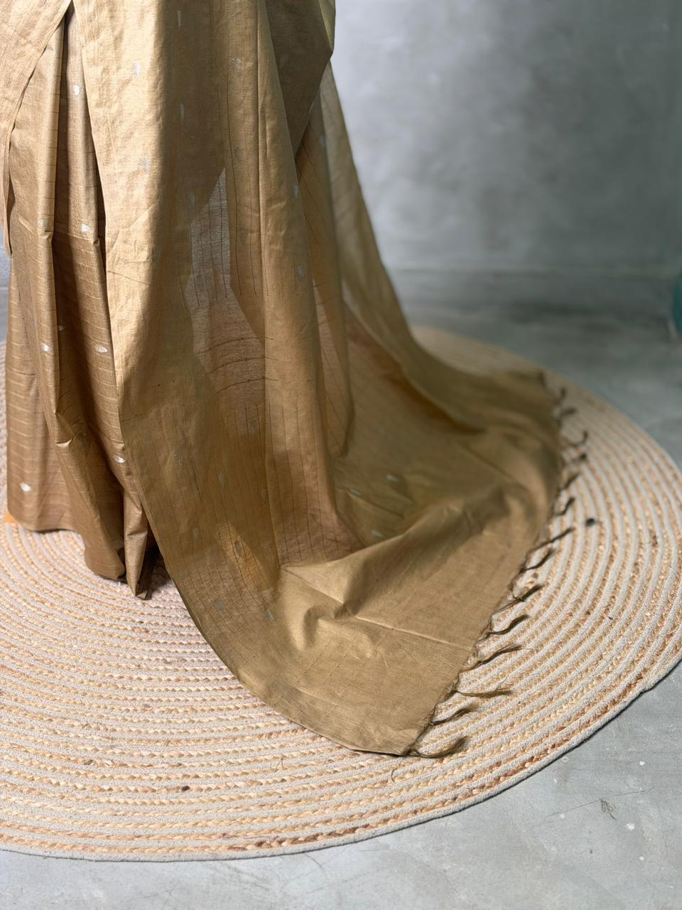Chicku shade Soft semi Tusser Silk saree- PBR33T18k