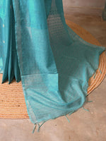 Blue shade Soft semi Tusser Silk saree- PBR33T18L