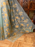 Pastal Green and goldorganza silk saree- PBR43F