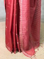 Maroon Soft semi Tusser Silk saree- PBR33T18N