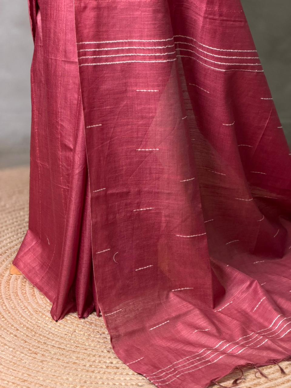 mauve Pink Soft semi Tusser Silk saree- PBR33T18P
