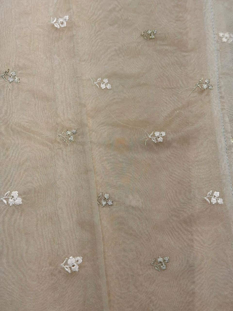 sandal and goldorganza silk saree- PBR43G
