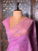 Lilac pink organza silk saree- PBR43A