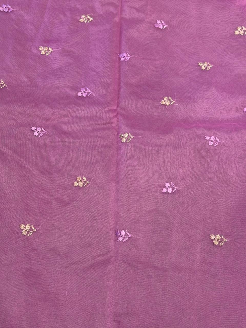 Lilac pink organza silk saree- PBR43A