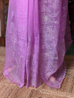 Lilac pink organza silk saree- PBR43A