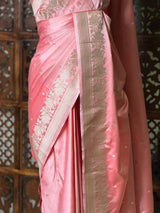 Pink pure zatin Banarasi silk saree - RAZ2
