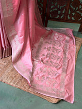 Pink pure zatin Banarasi silk saree - RAZ2