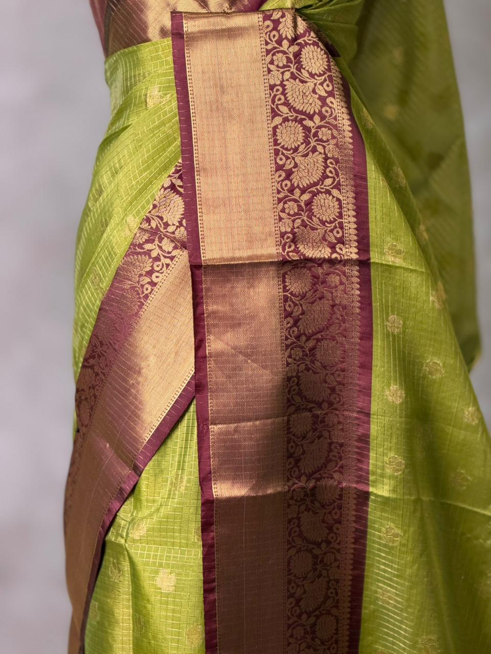 Green and maroon banarasi silksaree -LZ9A