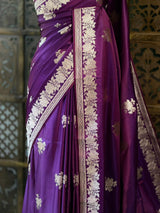 Violet pure zatin Banarasi silk saree - RAZ1A