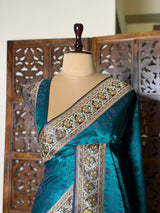Peacock Blue pure Tanchui banarasi saree: PBR56