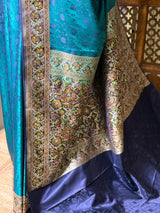 Peacock Blue pure Tanchui banarasi saree: PBR56