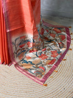 Brick Orange semi tusser saree- PBR28D1