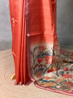 Brick Orange semi tusser saree- PBR28D1