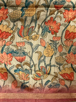 Brick Orange semi tusser saree- PBR28D1