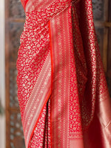 Red Katan Banarasi silk saree - RAZ3