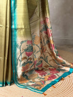 sage Green semi tusser saree- PBR28D2