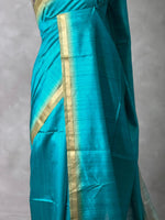 Blue semi tusser saree- PBR28D3