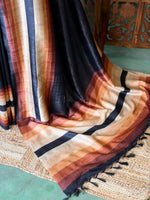 Black tusser silk saree- PBR44C