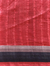 Brick red tusser silk saree- PBR44D
